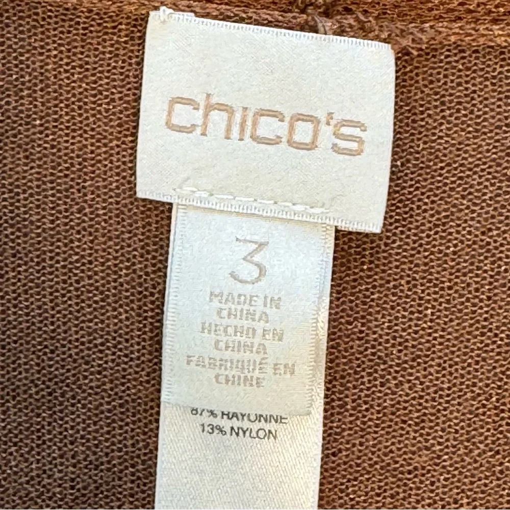 Chico’s  Women’s  XL  Brown  Open  Front  Cardigan  Sweater  Neutral  Minimalist